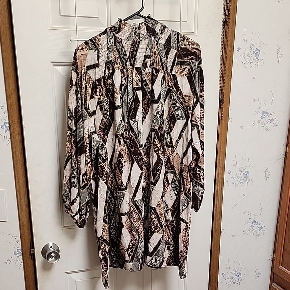H&M Geometric Patterned Dress - Black, Brown, Cream